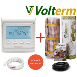 Кабельний мат Volterm Hot Mat 1,3м²/210Вт/ 180Вт/м² тепла підлога електрична під плитку з програмованим терморегулятором E51 ТОП в Луцьку