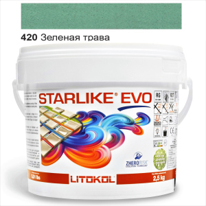 Эпоксидная затирка Litokol Starlike EVO 420 Зелёная трава (светло-зелёная) 2,5кг ТОП в Луцке