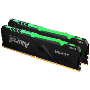 Оперативная память Kingston Fury DDR4-2666 32768MB PC4-21300 (Kit of 2x16384) Beast RGB Black (KF426C16BB1AK2/32) надежный