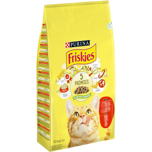 Сухой корм для взрослых кошек Purina Friskies с говядиной, курицей и овощами 10 кг (5997204569004) надежный