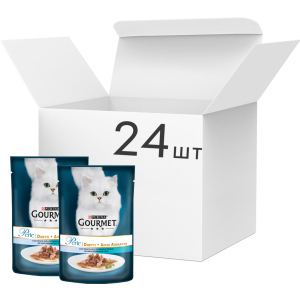 Упаковка вологого корму для кішок Purina Gourmet Perle Duo з океанічною рибою та тунцем 24 шт по 85 г (7613033580345) краща модель в Луцьку