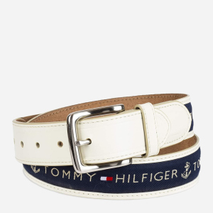 хороша модель Чоловічий двосторонній ремінь Tommy Hilfiger 181514369 44 (129 см) Білий/Синій (1159755506)