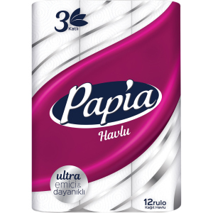 Бумажные полотенца Papia 3 слоя 12 рулонов (8690536011001) в Луцке