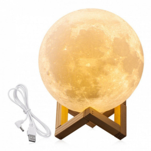 Настільний світильник Місяць нічник на дерев'яній ніжці 3D Moon Lamp з пультом керування Лампа на сенсорному керуванні