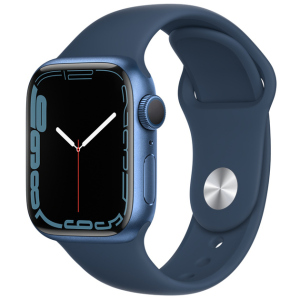 хорошая модель Смарт-часы Apple Watch Series 7 GPS 41mm Blue Aluminium Case with Deep Navy Sport Band (MKN13UL/A)