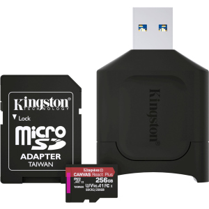 Kingston MicroSDXC 256GB Canvas React Plus Class 10 UHS-II U3 ​​​​V90 A1 + адаптер SD + USB-кардрідер (MLPMR2/256GB) в Луцьку