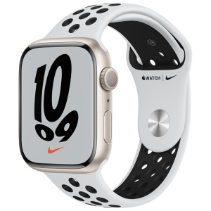Смарт-годинник Apple Watch Series 7 Nike GPS 45mm Starlight Aluminium Case with Pure Platinum/Black Nike Sport Band (MKNA3UL/A) краща модель в Луцьку