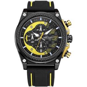 Чоловічий годинник Megir Black Yellow Black MG2051 (MN2051G-BK-1-N13) рейтинг