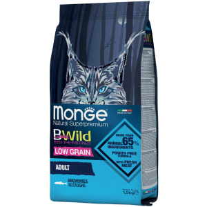 Сухий корм для кішок Monge Cat Bwild Low Grain з анчоусом 1.5 кг (8009470012010) краща модель в Луцьку