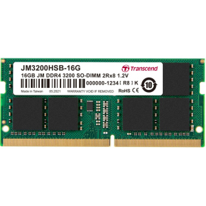 Оперативна пам'ять Transcend SODIMM DDR4-3200 16384MB PC4-25600 (JM3200HSB-16G) в Луцьку