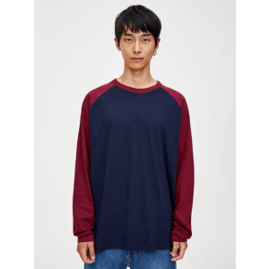 Лонгслив Pull & Bear 9230/530/606 XL Синий с бордовым (09230530606057) лучшая модель в Луцке