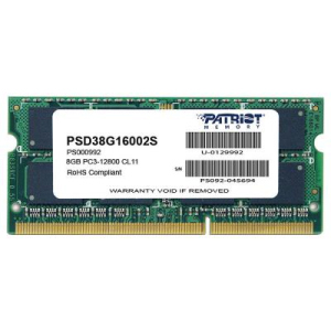 Модуль памяти для ноутбука SoDIMM DDR3 8GB 1600 MHz Patriot (PSD38G16002S) ТОП в Луцке