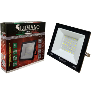 Прожектор LED SMD 50W 6000K (L-15см з радіатором) STANDARDeco чорний LUMANO краща модель в Луцьку