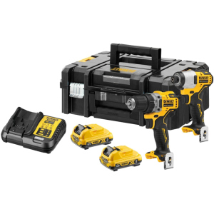 Набор из двух инструментов бесщеточных DeWalt 12 В XR Li-lon, 3 Ач, чемодан, 2 аккумулятора и зарядное устройство (DCK2110L2T) лучшая модель в Луцке