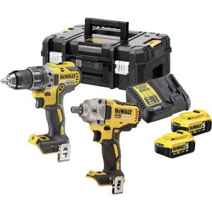 Набор из двух инструментов бесщеточных DeWalt 18 В XR Li-lon, 5 Ач, чемодан, 2 аккумулятора и зарядное устройство (DCK2077P2T) в Луцке