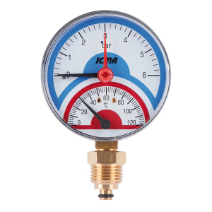 Термоманометр Icma 1/2" 0-6 бар, нижнє підключення №258