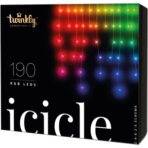 Світлодіодна Smart LED гірлянда Twinkly Icicle RGB 190, BT+WiFi, Gen II, кабель IP44 прозорий (TWI190STP-TEU) ТОП в Луцьку