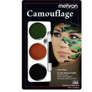 хороша модель Набір кремового гриму для образу Mehron Tri-Color Makeup Palette "Камуфляж" 17 г (403-CA) (764294503943)