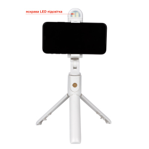 Селфі-монопод з підсвічуванням APEXEL LED Selfie Stick K10-S white в Луцьку