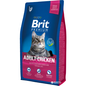 Сухий корм для дорослих кішок з куркою Brit Premium Adult Chicken 8 кг (8595602513093) надійний