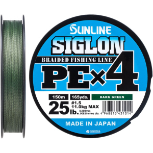 Шнур Sunline Siglon PE х4 150 м # 1.5/0.209 мм 11 кг Темно-зеленый (16580921) в Луцке