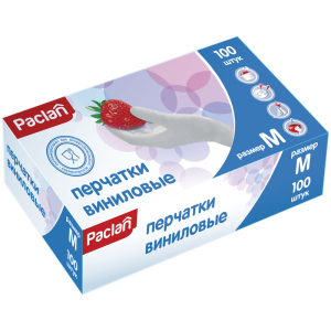 Перчатки виниловые Paclan M 100 шт (4610015980141) лучшая модель в Луцке