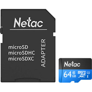 Netac P500 Standard microSDXC 64GB Class 10 UHS-I U1 + SD адаптер (NT02P500STN-064G-R) в Луцке