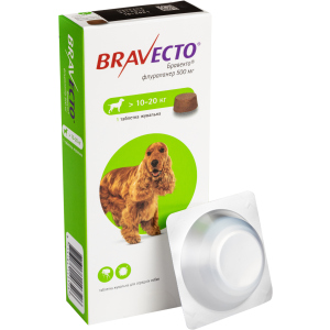 хорошая модель Жевательная таблетка Bravecto (Бравекто) от блох и клещей для собак 10 - 20 кг (8713184146526)