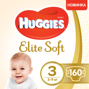 Подгузники Huggies Elite Soft 3 5-9 кг 160 шт (5029054566213) ТОП в Луцке