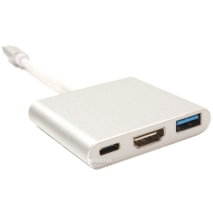 Кабель-перехідник PowerPlant для MacBook 12 USB C-Type - HDMI/USB 0.15 м (KD00AS1306)