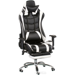 Кресло Special4You ExtremeRace with footrest Black/White (E4732) лучшая модель в Луцке