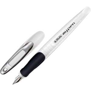 Ручка перова для правши Herlitz My.Pen White-Black Синя Білий корпус (10999738) ТОП в Луцьку