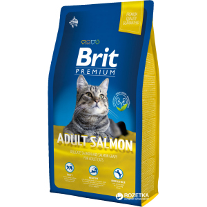 Сухий корм для дорослих кішок з лососем Brit Premium Adult Salmon 8 кг (8595602513130) рейтинг