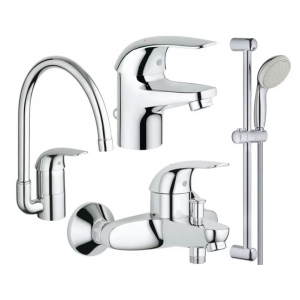 Набор смесителей GROHE Euroeco 123242K + кухонный смеситель (23262000 + 32743000 + 27598001 + 32752000)