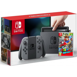 купить Nintendo Switch Gray + Игра Super Mario Odyssey (русская версия)