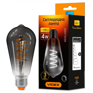 Светодиодная лампа VIDEX Filament ST64FGD 4W E27 2100K 220V (25173) лучшая модель в Луцке