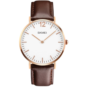 Чоловічий годинник Skmei 1181BOXLRGBN Rose Gold Case Brown Leather BOX