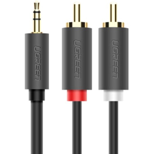 Інсертний кабель Ugreen AV102 3.5 мм to 2RCA Audio Cable 1 м Gray (904019621) краща модель в Луцьку