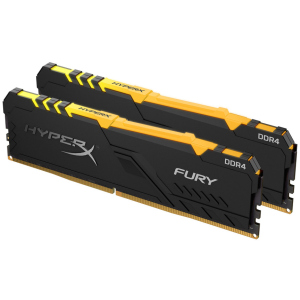 Оперативная память HyperX DDR4-2666 16384MB PC4-21300 (Kit of 2x8192) Fury RGB Black (HX426C16FB3AK2/16) лучшая модель в Луцке