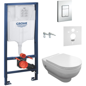 хорошая модель Инсталляция GROHE Rapid SL 38772001 + прокладка 3713100 + унитаз VOLLE Virgo Rimless 13-23-455 с сиденьем Slim Soft Close дюропласт