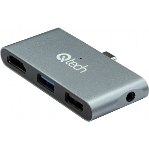 USB-хаб Qitech Type-C 4k 3.5 мм jack Space Grey (S8Pro) рейтинг