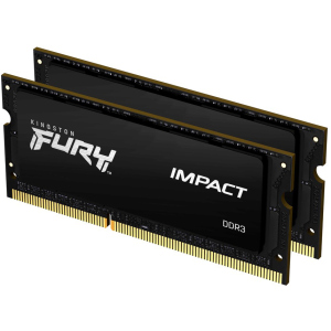 Оперативна пам'ять Kingston Fury SODIMM DDR3L-1866 16384MB PC3-14900 (Kit of 2x8192) Impact Black (KF318LS11IBK2/16) краща модель в Луцьку