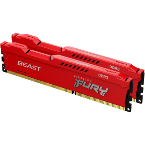 Оперативна пам'ять Kingston Fury DDR3-1600 16384MB PC3-12800 (Kit of 2x8192) Beast Red (KF316C10BRK2/16) краща модель в Луцьку