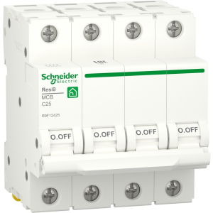 Автоматичний вимикач Schneider Electric RESI9 25 А, 4P, крива С, 6кА ТОП в Луцьку