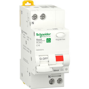 Дифференциальный автоматический выключатель Schneider Electric RESI9 16 А, 30 мА, 1P + N, 6кA, кривая С, тип А ТОП в Луцке