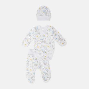 Комплект (боді+повзунки+чепчик) Garden Baby 40194-02 62 см Хмари блакитні (4824019402220) в Луцьку