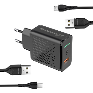 Зарядний пристрій Grand-X Fast Charge 5-в-1 QC3.0, AFC, SCP, FCP, VOOC 22.5W + microUSB + TypeC (CH-850MT) в Луцьку