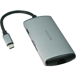 Універсальний USB-хаб Mission Aluminum Gigabit LAN port + Type-C + USB-A3.0 + HDMI + SD + micro SD Space Gray (MSH-Hub6с) надійний