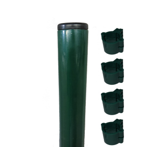 Столб заборный Техна Эко круглый с креплениями 2500 мм D=45 мм Зеленый (RAL6005 PTE-06) рейтинг