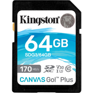 Kingston SDXC 64GB Canvas Go! Plus Class 10 UHS-I U3 V30 (SDG3/64GB) лучшая модель в Луцке